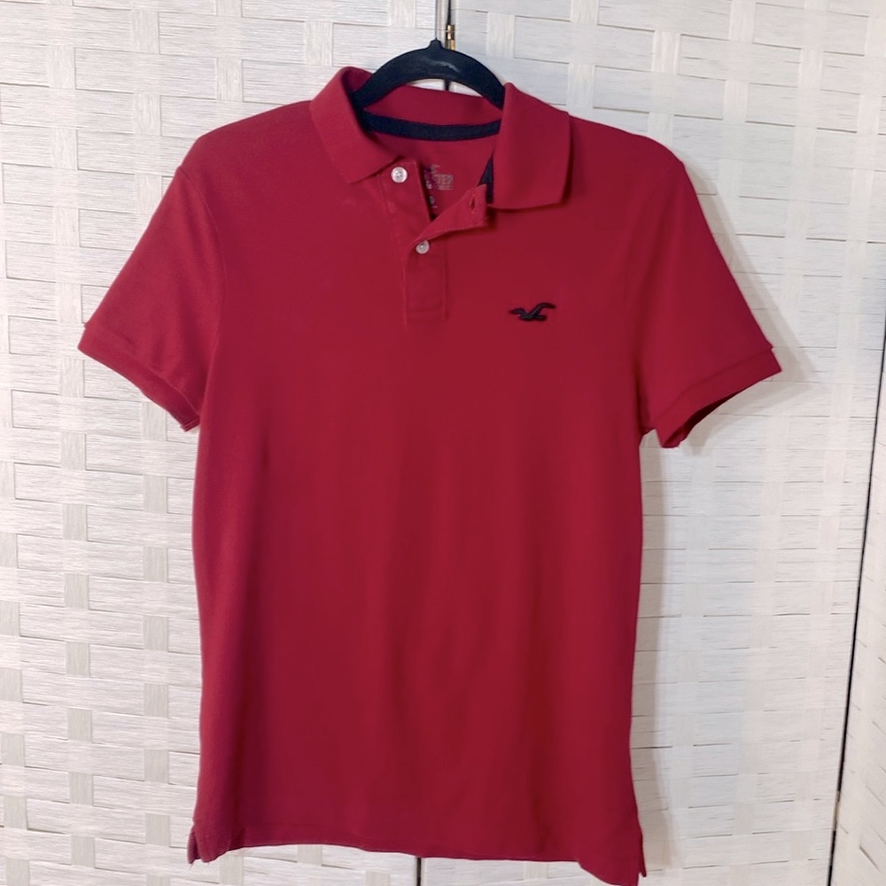 Hollister Red Preppy College Polo Collared Shirt Size Small
